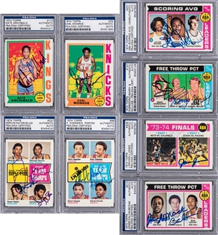 1974/75 Topps Basketball Signed Cards Collection (17 Different) Including 6 Hall of Famers 